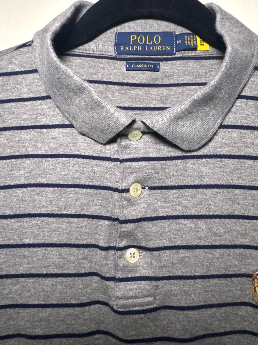 Polo by Ralph Lauren Grey Polo with Navy Stripes